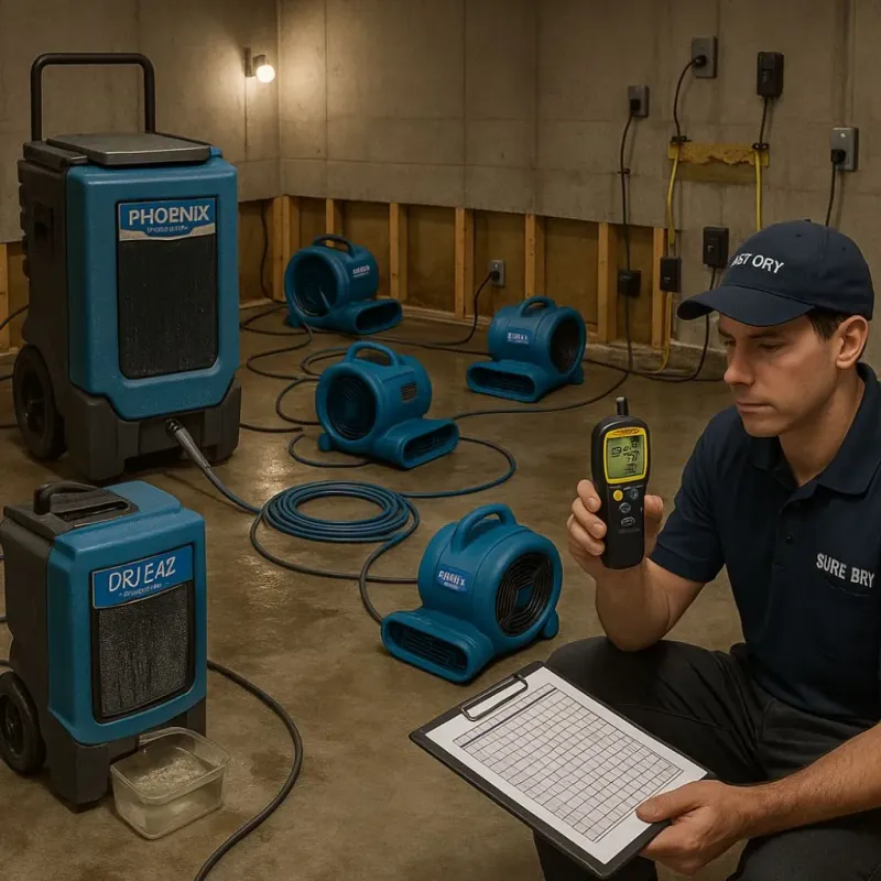 Structural Drying and Dehumidification process in Lorena, TX